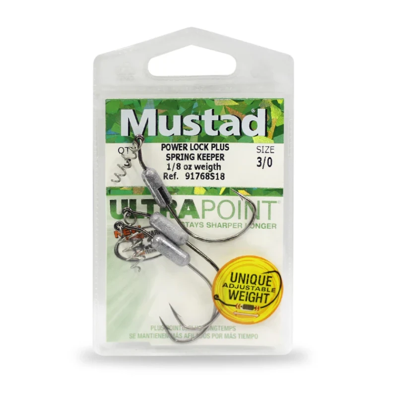 Mustad Hooks Weighted Power Lock Plus Spring Keeper Hook 1/8oz (91768S18)