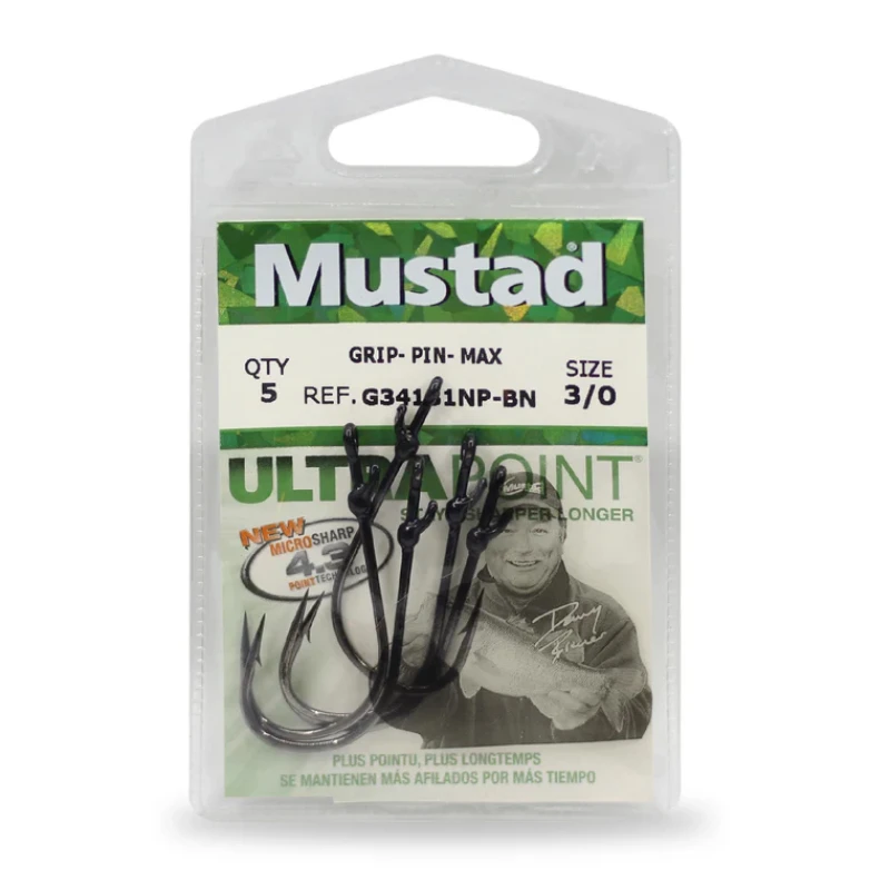 Mustad Hooks Flippin' &amp; Worm Hook Grip-Pin 2X Strong (G34131NP)