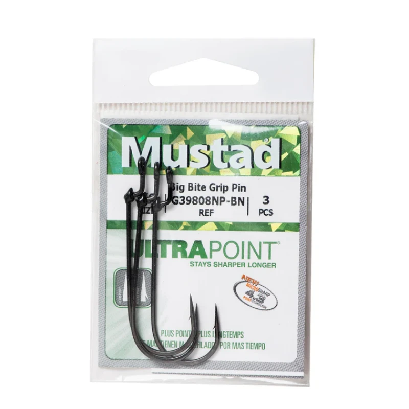 Mustad Hooks Grip-Pin Big Bite Soft Plastics Hook (G39808NP)
