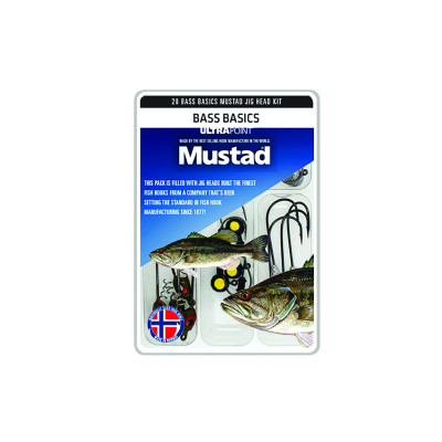Mustad Bass Jighead Kit Assorted Hooks Basic BULK 20 Pack (HOOKS-MUSTAD-KIT-BASS-JIG-HEAD)